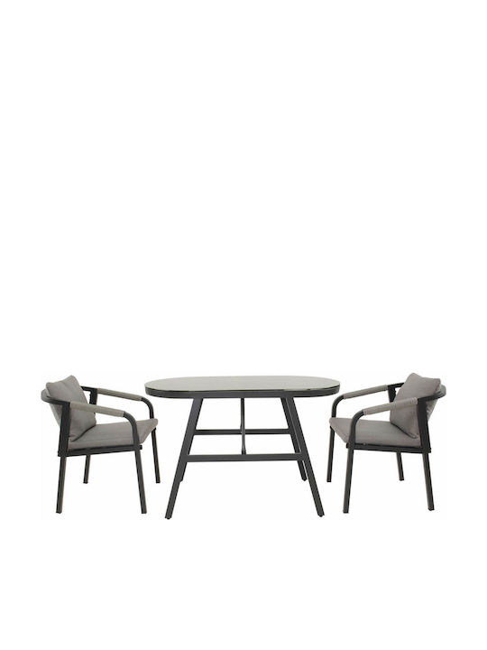 Outdoor Dining Set Belgium 3 Pieces Anthracite with Pillows