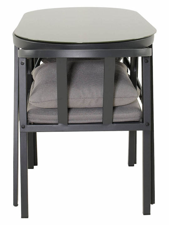 Outdoor Dining Set Belgium 3 Pieces Anthracite with Pillows
