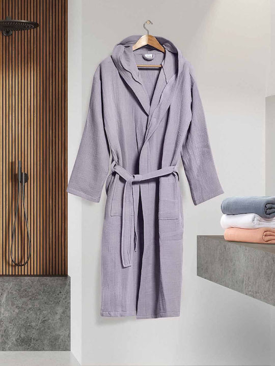 Αιγαίον Super Soft Μπουρνούζι με Κουκούλα Violet 220gr/m²