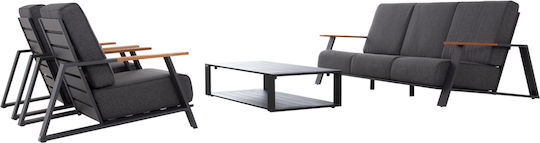 Set Mobilier Camera De Zi Exterior Laith 4 Piese Gri Cu Perne