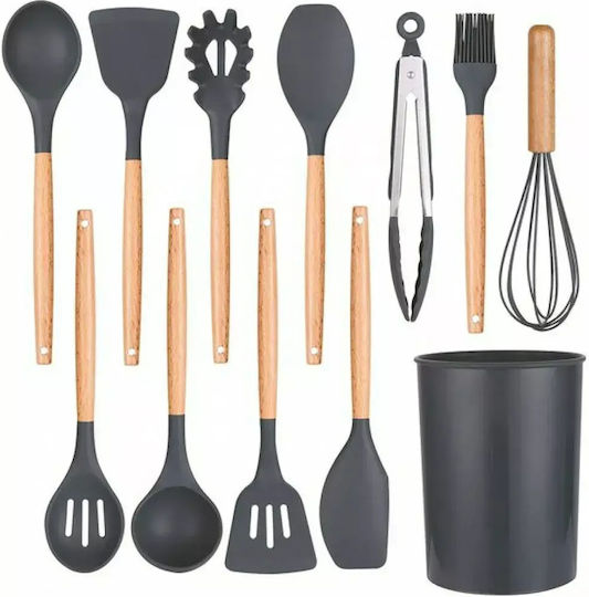 Kochgeschirr-Set aus Silikon 12 Stück Schwarz