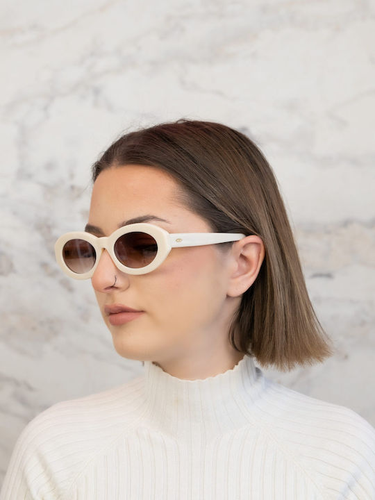 Monte Napoleone Women's Sunglasses with Beige Frame and Brown Lenses MN522626-C3
