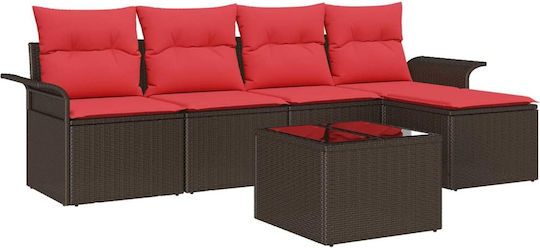 Garten- und Outdoor-Möbelsets 6 Stück Braune mit Kissen