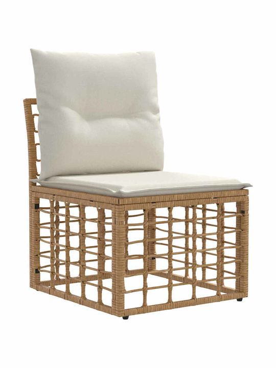 vidaXL Garden & Outdoor Furniture Sets Living Room Set 6 Pieces Natural and Cream White with Pillows