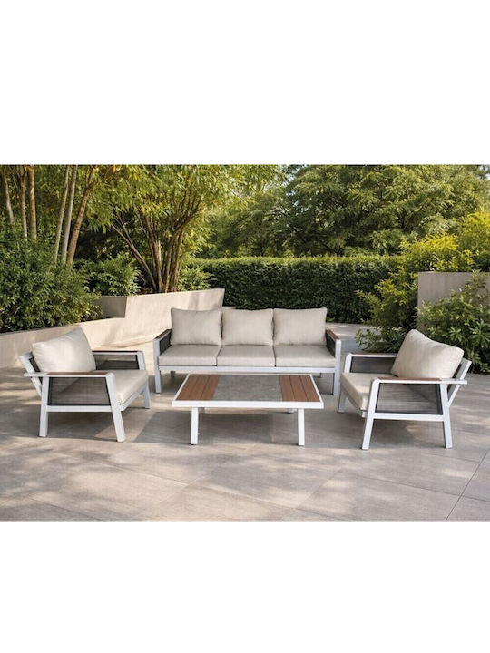 Woodwell Garten- und Outdoor-Möbelsets Wohnzimmer Typsatz 4 Stück Weiß