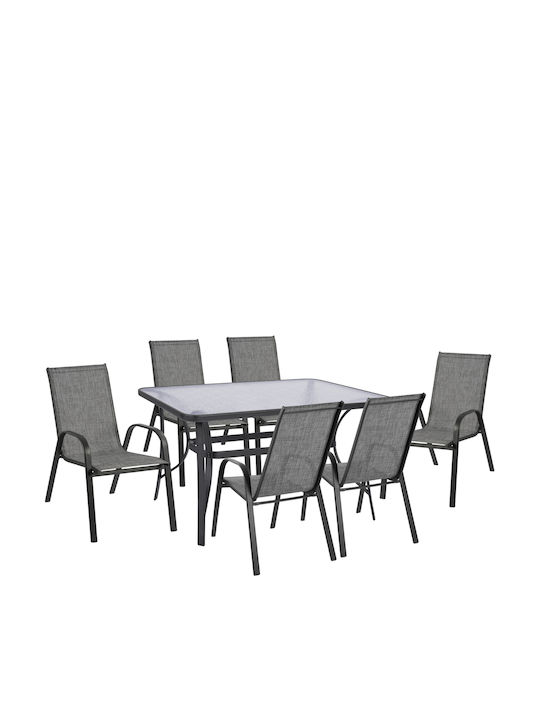 Set Dining de Exterior Bruno 7 Piese Gri