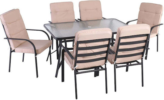 Astor 7 Pieces Outdoor Dining Set Anthracite with Pillows E5151 S1