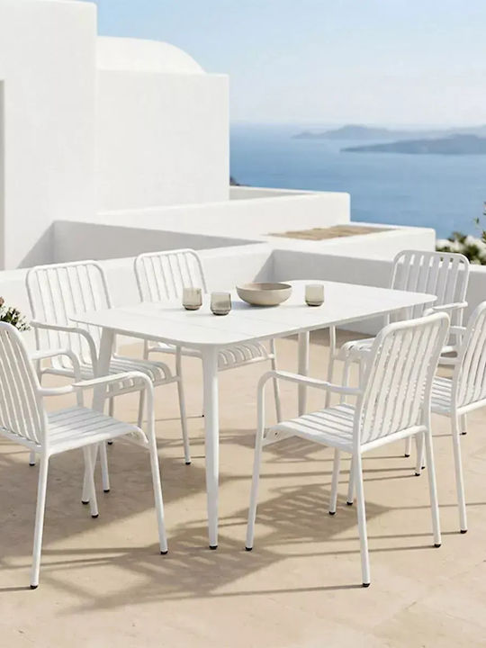 Σετ Τραπεζαρίας Εξωτερικού Χώρου Heven 7τμχ Λευκό