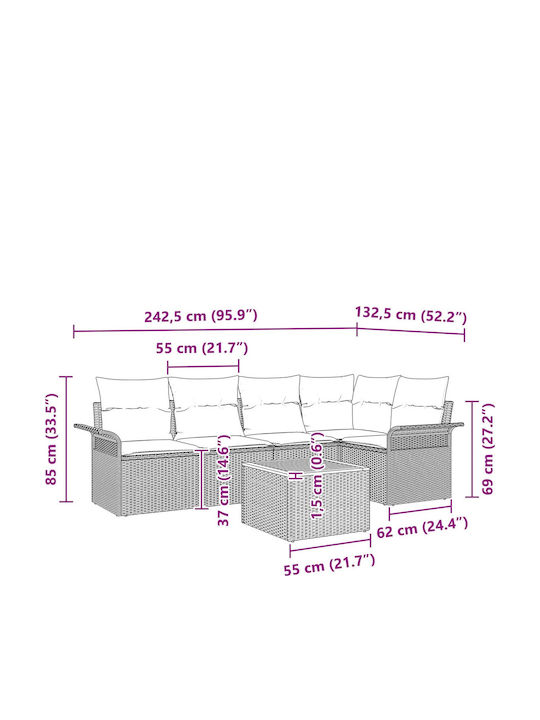 Garden & Outdoor Furniture Sets Living Room Set 6 Pieces Black