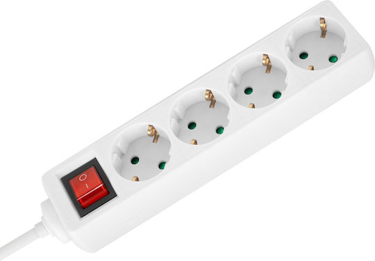 Rebel Power Strip 4 Sockets with Switch and 2m Cable
