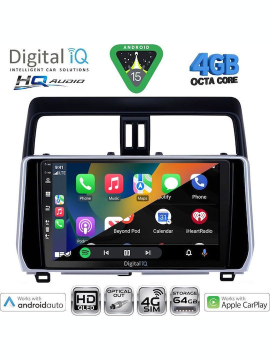Digital IQ Car Audio System for Toyota Land Cruiser 2019-2023 Bluetooth USB WiFi GPS Apple CarPlay Android Auto with 10" Touch Screen