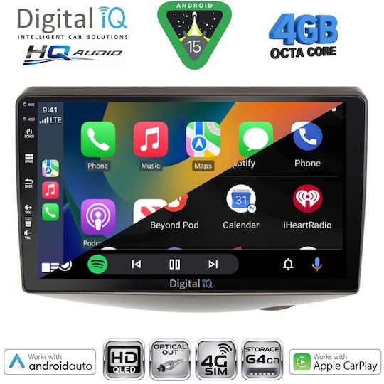 Digital IQ Car Audio System for Toyota Yaris 1999-2006 (Bluetooth/USB/WiFi/GPS/Apple CarPlay/Android Auto) with 9" Touch Screen