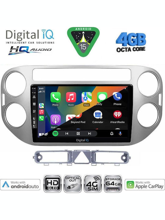 Digital IQ Car Audio System for Volkswagen Tiguan 2004-2011 Bluetooth USB WiFi GPS Apple CarPlay Android Auto with 9" Touch Screen