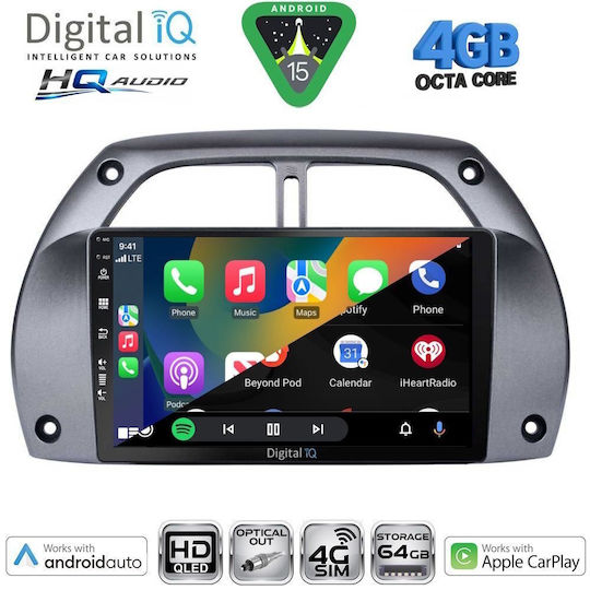 Digital IQ Car Audio System for Toyota RAV 4 2000-2006 with A/C Bluetooth USB WiFi GPS Apple CarPlay Android Auto with 9" Touch Screen