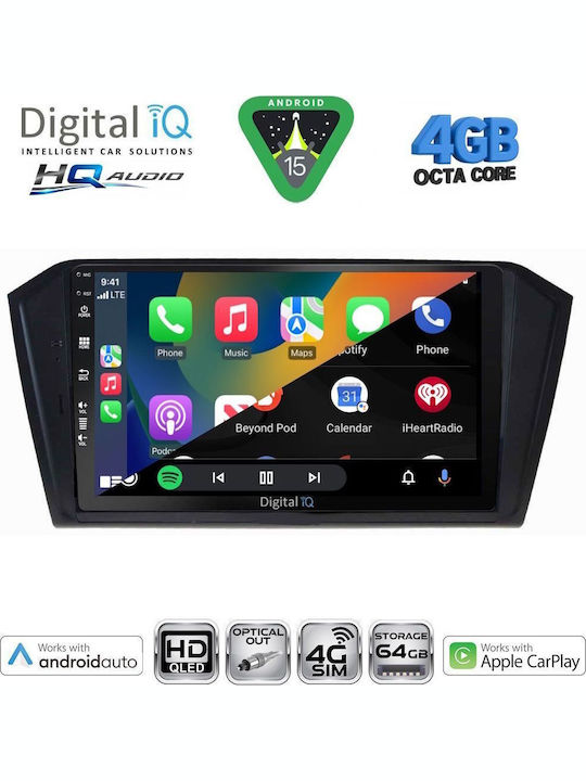 Digital IQ Car Audio System for Volkswagen Passat 2016-2023 (Bluetooth/USB/WiFi/GPS/Apple CarPlay/Android Auto) with 10" Touch Screen