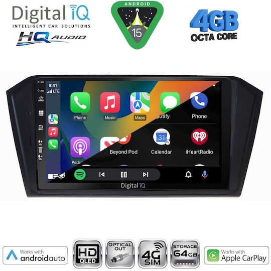 Digital IQ Ηχοσύστημα Αυτοκινήτου για Volkswagen Passat 2016-2023 (Bluetooth/USB/WiFi/GPS/Apple-Carplay/Android-Auto) με Οθόνη Αφής 10"