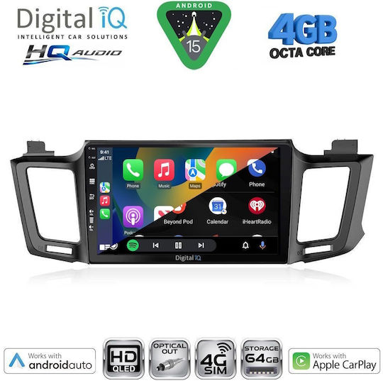 Digital IQ Car Audio System for Toyota RAV 4 2000-2006 with A/C Bluetooth USB WiFi GPS Apple CarPlay Android Auto with 9" Touch Screen