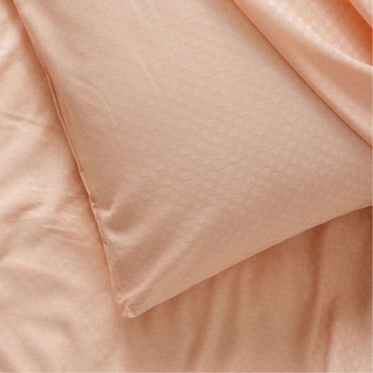 Cottonbox Set Huse Pentru Pilote 100% Bumbac 160x220cm Simplă Cu Față De Pernă Și 1 Cearșaf Salmon