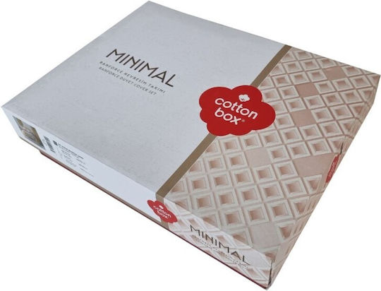 Cottonbox Σετ Παπλωματοθήκη 160x200cm Μονή με Μαξιλαροθήκη & 1 Σεντόνι Best Pink Geometric