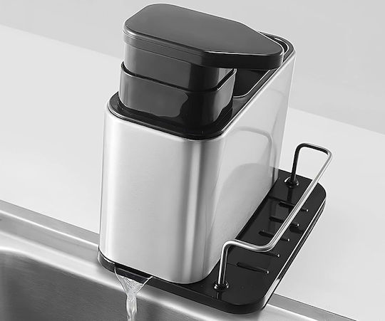 Dispenser De Bucătărie Din Oțel Inoxidabil Cu Suport Pentru Burete Gri 340ml