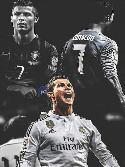 Poster Cristiano Ronaldo Sc034 40cm X 50cm Κορνίζα Καφέ Ξύλου