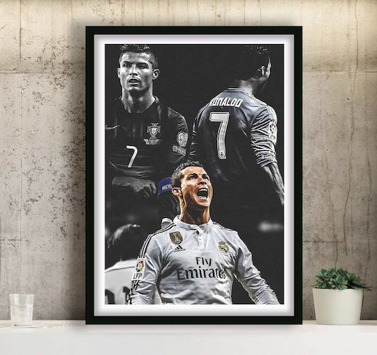 Poster Cristiano Ronaldo Sc034 40cm X 50cm Brown Wooden Frame