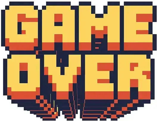 Gaming Poster Game Over White Gm123 40cm X 50cm Brown Wooden Frame