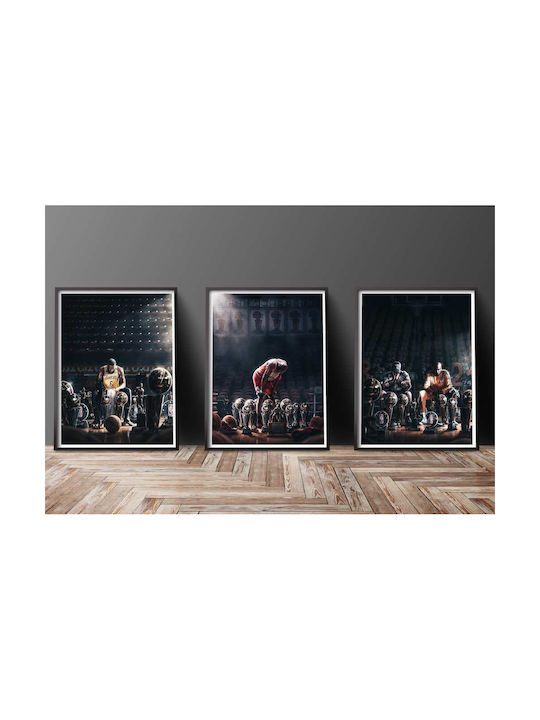 Poster Nba Jordan Trophies Snk62 40cm X 50cm Κορνίζα Καφέ Ξύλου