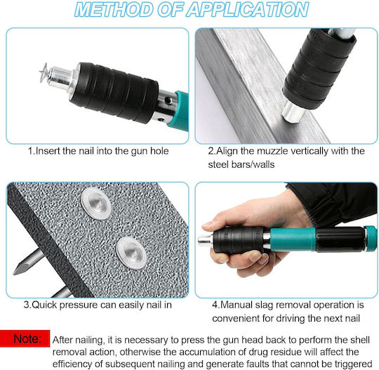 Set 150 Cuie Rotunde Lungime 42mm Șuruburi Pistol Manual De Cuie Diametru 7.3mm Beton Lemn Cărămidă Tavane Pereți Podele