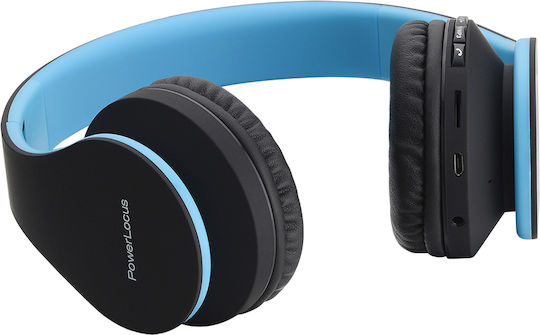 PowerLocus Wireless Wired Over Ear Headphones with Radio with 15 Hours Playing Time Blue & Black