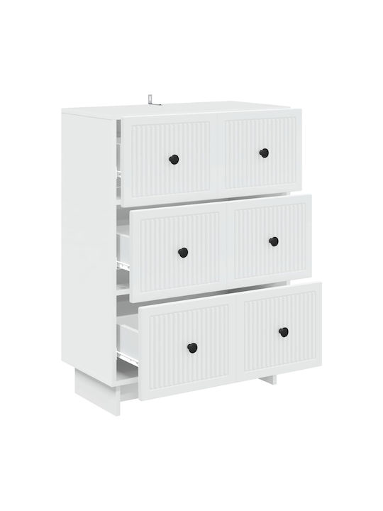 Kommode Schlafzimmer aus Holz & Metall mit 3 Schubladen Weiß 66x34.5x90cm