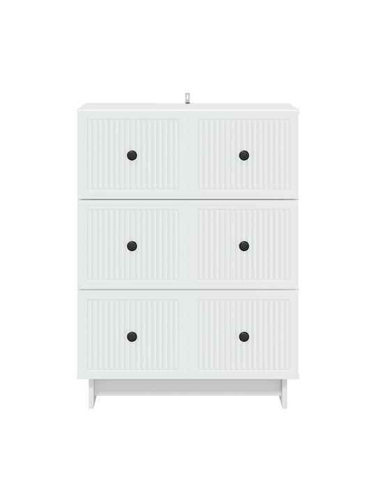 Kommode Schlafzimmer aus Holz & Metall mit 3 Schubladen Weiß 66x34.5x90cm