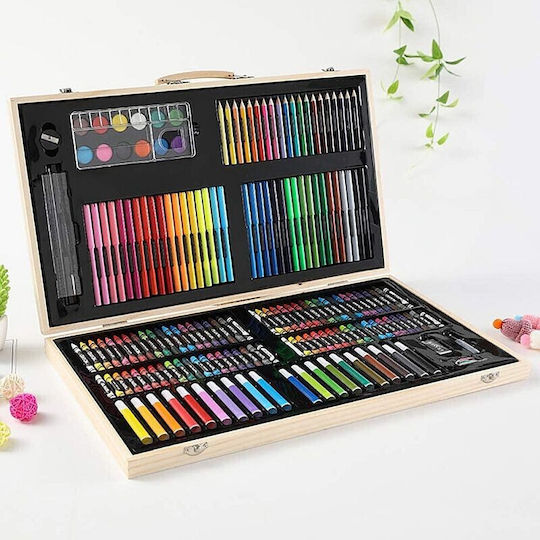 Colouring Set in Wooden Case 48x30cm 180 Pieces