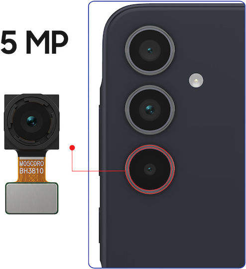 Clappio Съвместима Задна Камера Samsung Galaxy A35 Макро Режим 5mp Черна