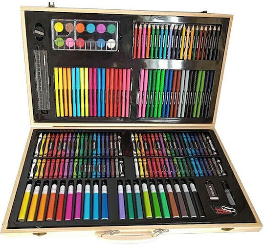 Colouring Set in Wooden Case 48x30cm 180 Pieces