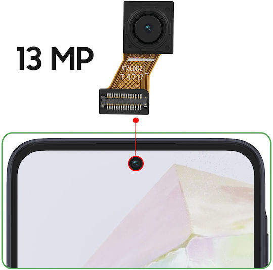 Clappio Cameră Frontală De Înlocuire 13mp Galaxy A35 Negru