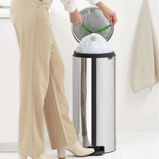 Brabantia Κάδος New Icon Απορριμμάτων από Ανοξείδωτο Ατσάλι με Πεντάλ Γκρι 30lt