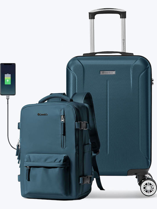 Quasar Βαλίτσες Ταξιδιού Σκληρές Petrol Blue με 4 Ρόδες