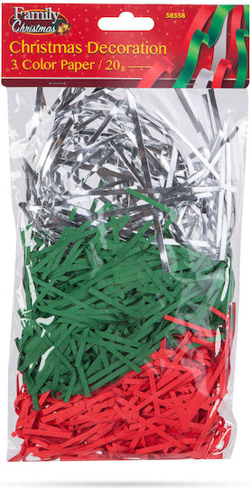 Christmas Decorative Paper Colored Strips 20 G Red Green Silver Set