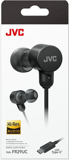 Jvc Ha-fr29uc-b-u Căști In-ear Cu Fir Microfon Usb-c Funcție Mod Sunet Husă Negre