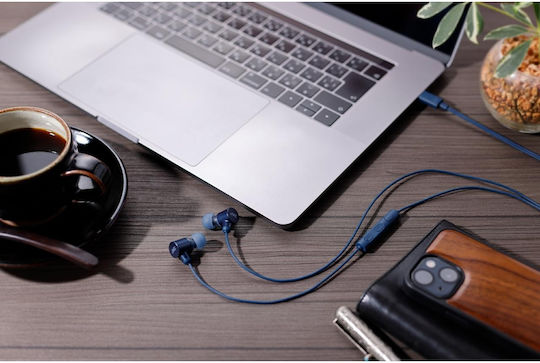 Jvc Ha-fr29uc-a-u Căști In-ear Cu Fir Microfon Usb-c Funcție Mod Sunet Husă Albastre