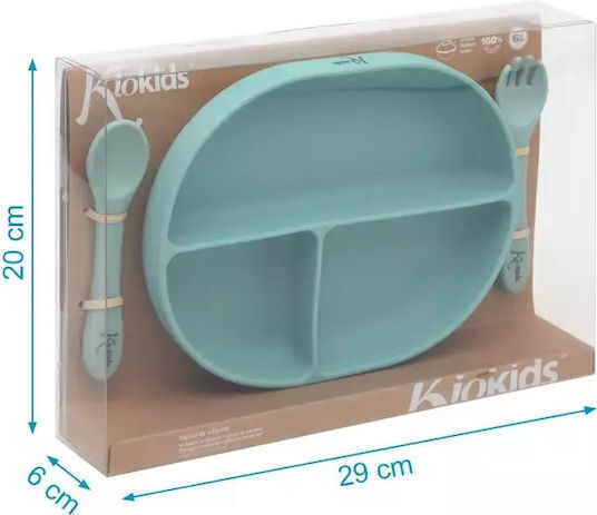Kiokids Παιδικό Σετ Φαγητοδοχείου από Σιλικόνη Πράσινο 2τμχ