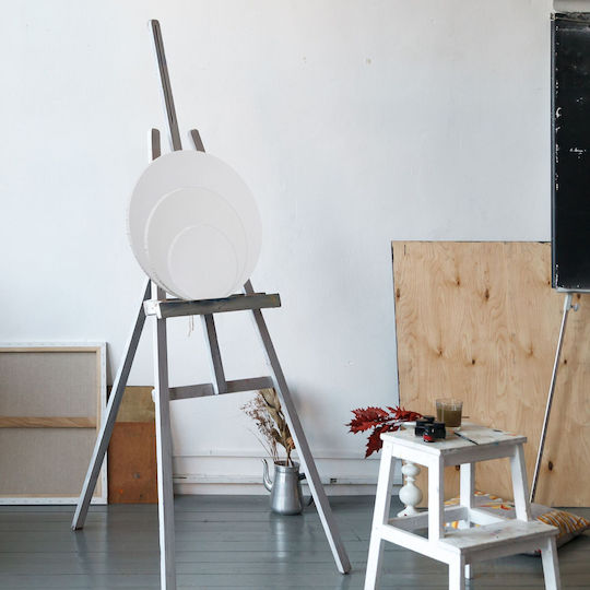 Relaxdays Set 6 Round Canvases White 40x1.5x40 Cm