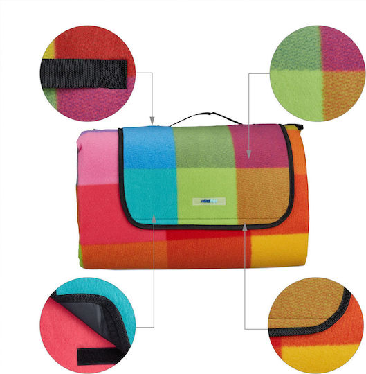 Pătură Picnic Relaxdays 200x300cm Verde Gri Cu Model Carouri 6-9 Persoane 1,4kg