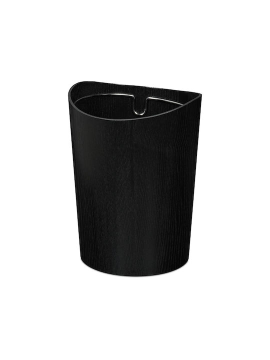 Relaxdays Wood Effect Trash Bin 9l Black Silver 30x23x23 Cm
