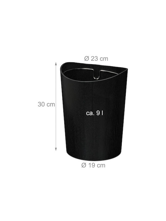 Relaxdays Wood Effect Trash Bin 9l Black Silver 30x23x23 Cm