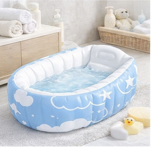 Baie Pentru Copii Bebeluş Pliabilă Din PVC Cu Pompă De Aer Integrată