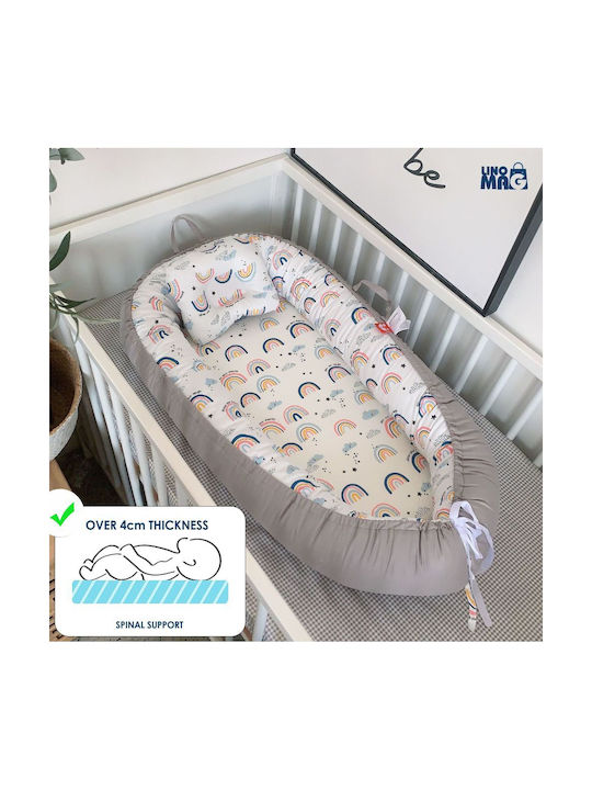 Linomag Pernă pentru bebeluși în formă de cuib White/light Gray 55x90buc Linomag Pernă pentru bebeluși în formă de cuib White/light Gray 55x90buc