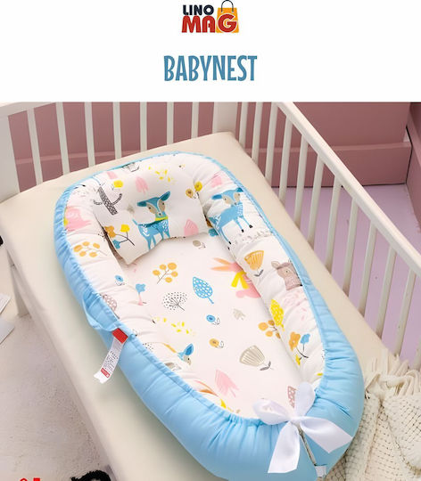 Linomag Βρεφικό Μαξιλάρι Φωλιά White/blue Sky 55x90εκ.