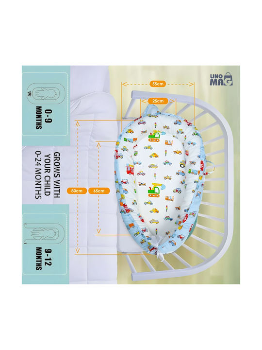 Linomag Baby Nestkissen White/pale Blue 55x90cm